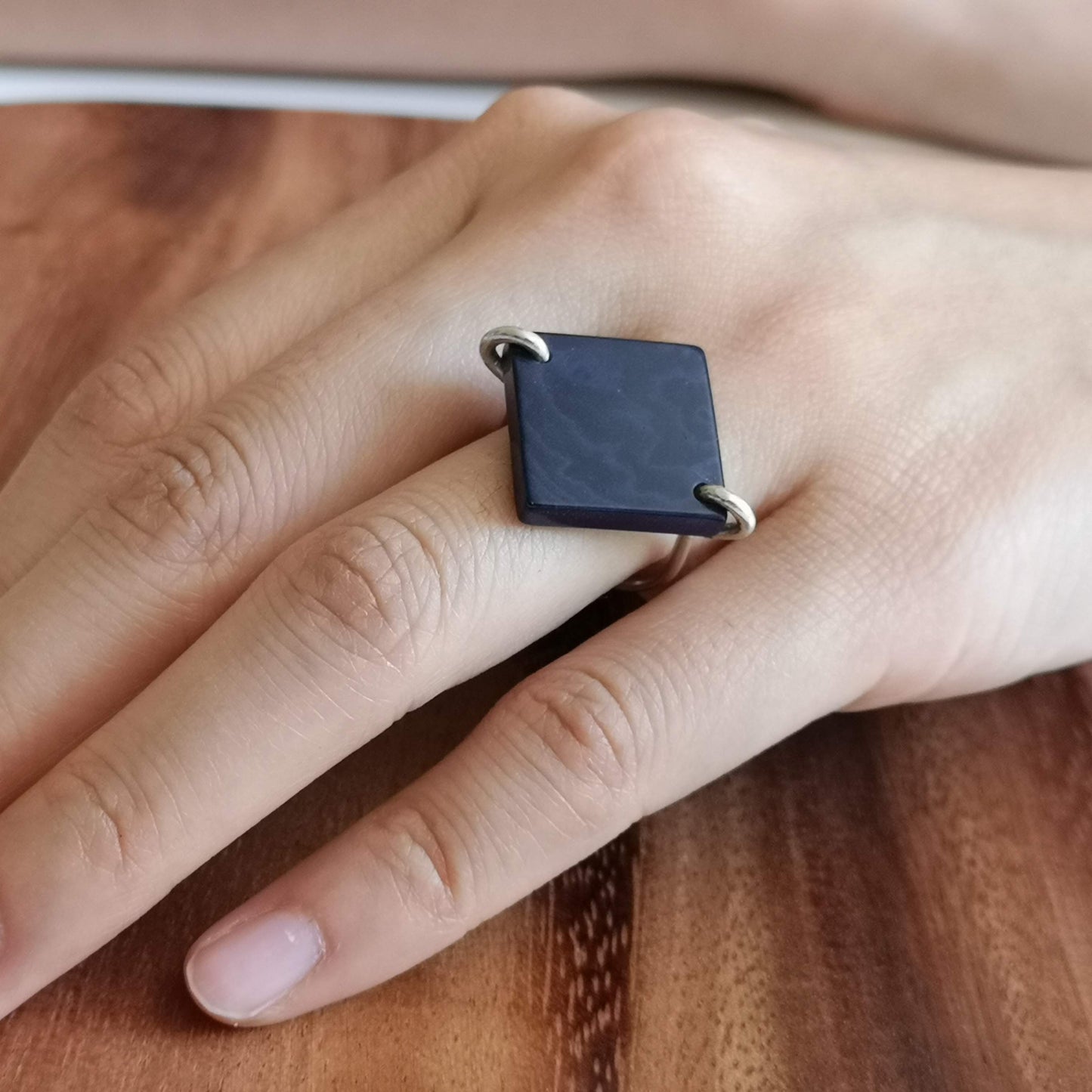 Silk Setting Square Ring – Modern Vegetable Ivory Jewellery