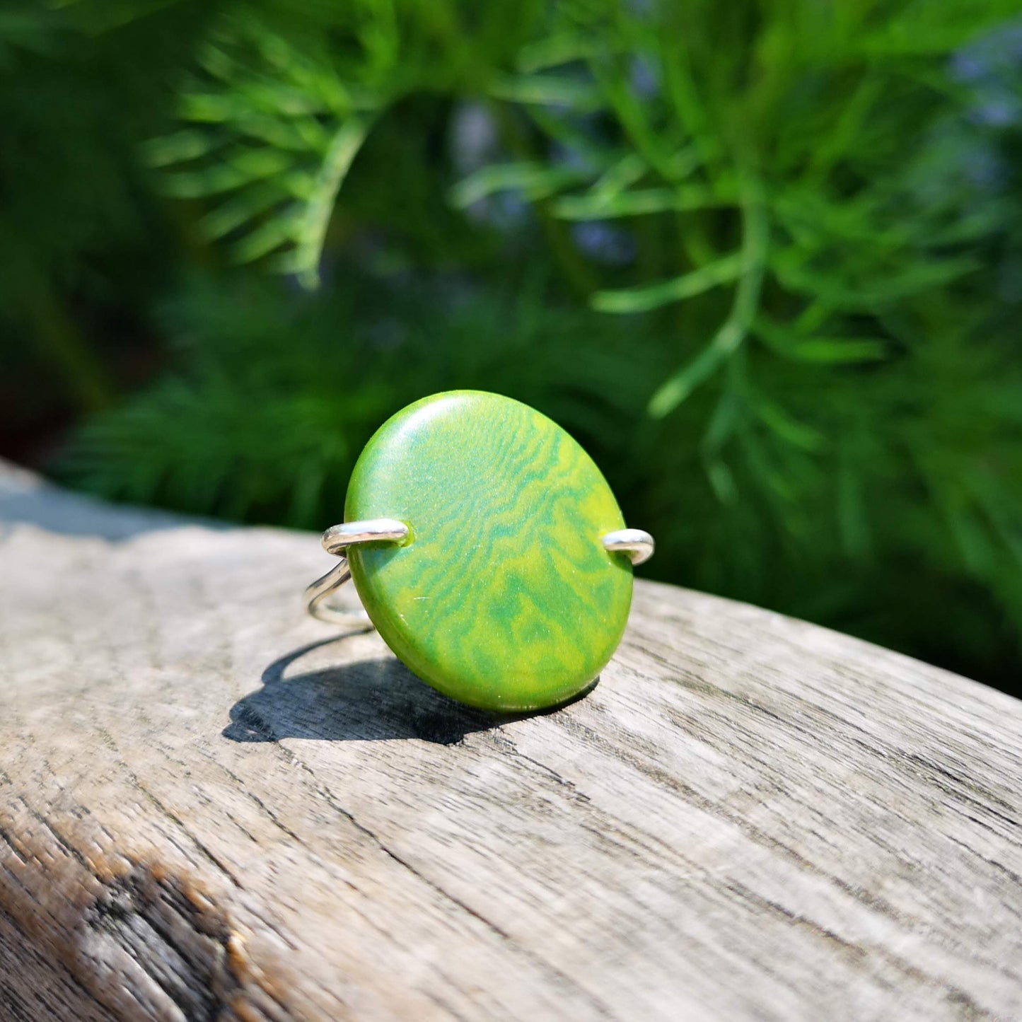 Silk Setting Big Moon Ring – Vegetable Ivory Statement Ring