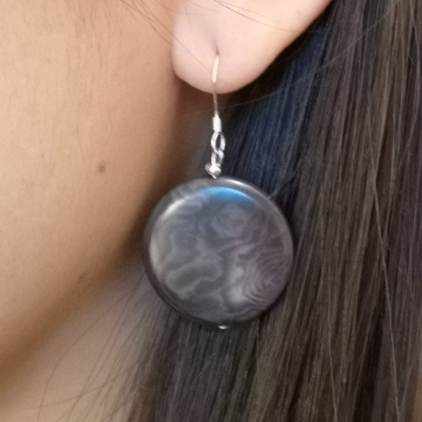 Big Moon Earrings – Vegetable Ivory & Sterling Silver