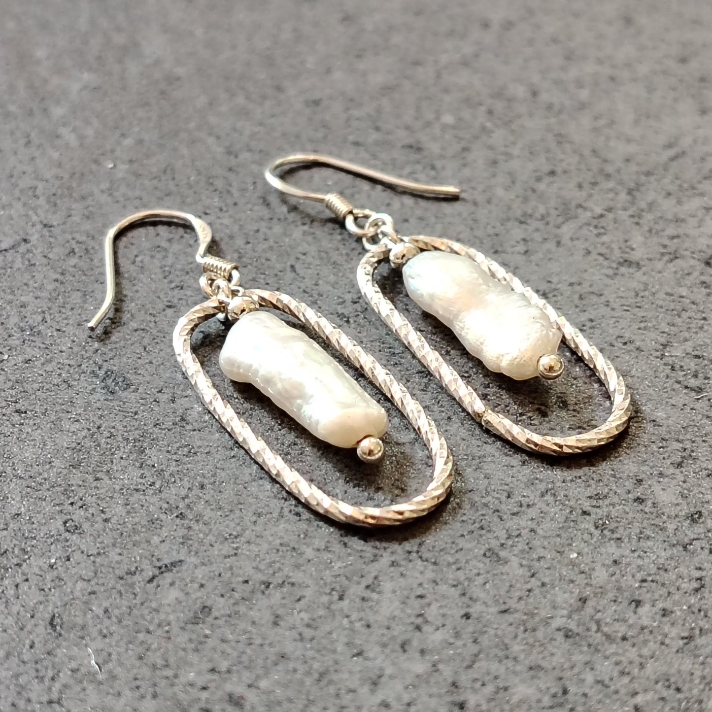 Asteroid Belt Earrings – Biwa Pearls in Silver setting