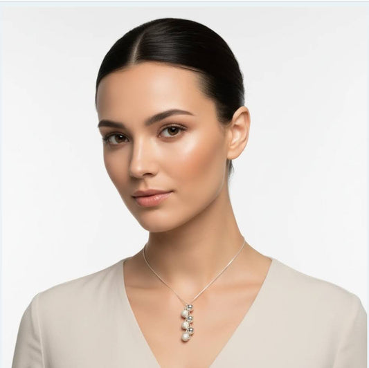 Cascade Necklace – Silver Beads Waterfall Design