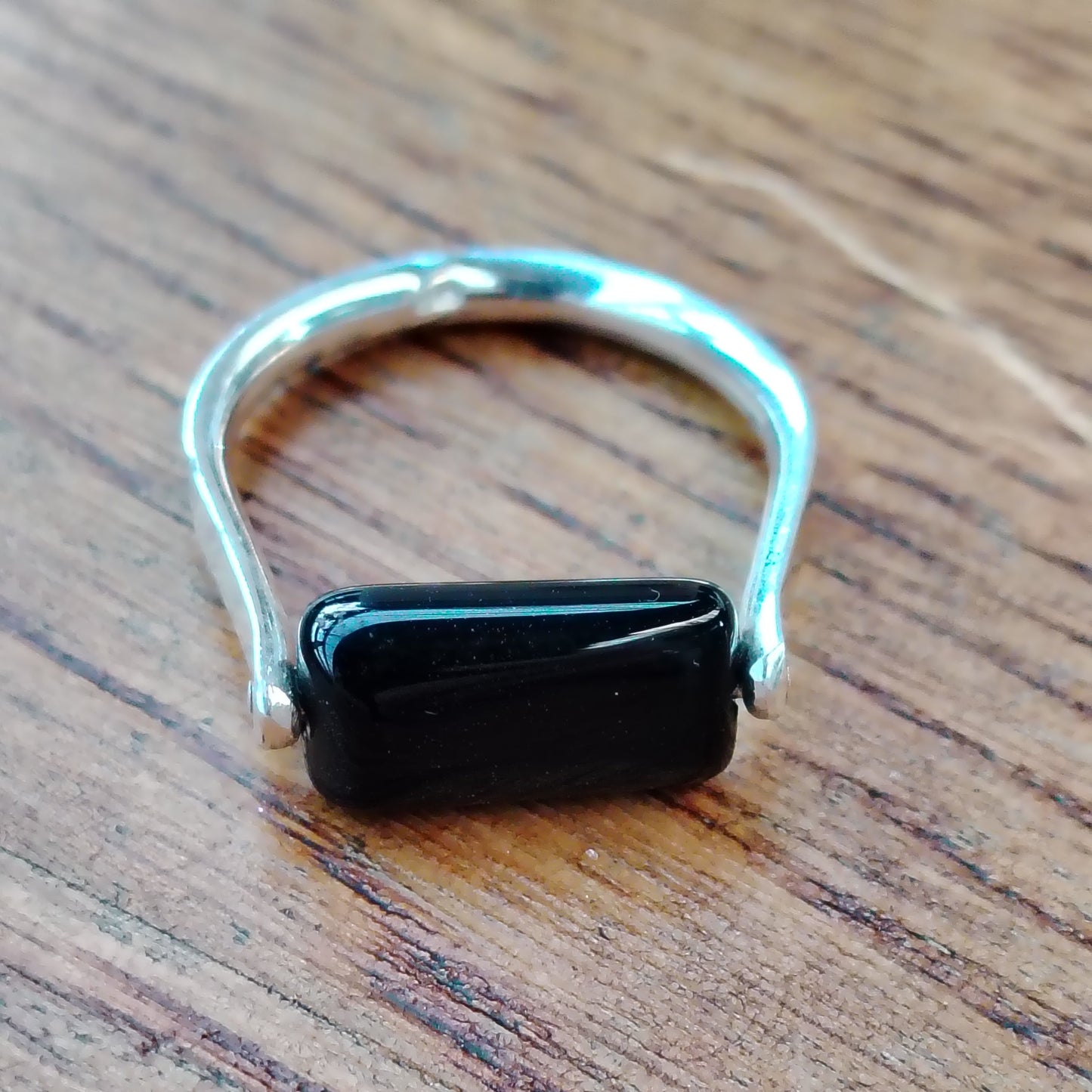 Onyx Swivel Ring in Sterling Silver – Handmade Rotating Ring