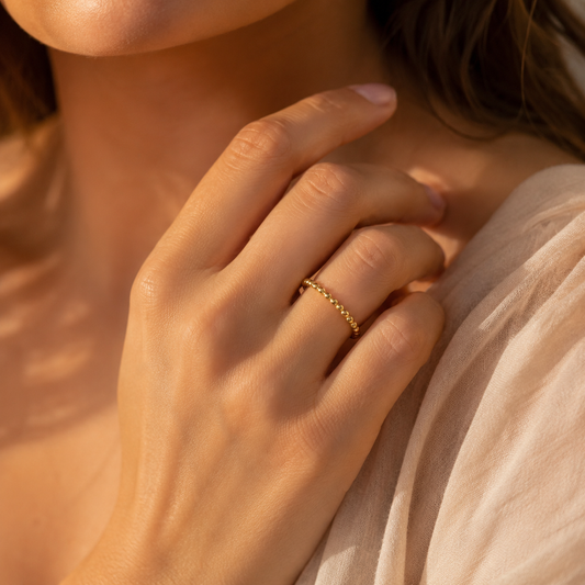 1.5mm Beaded 14ct Gold-filled Stackable Ring
