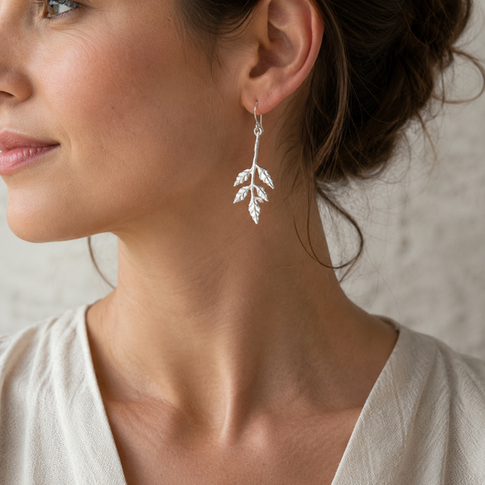 Branch Earrings – Carved Sterling Silver