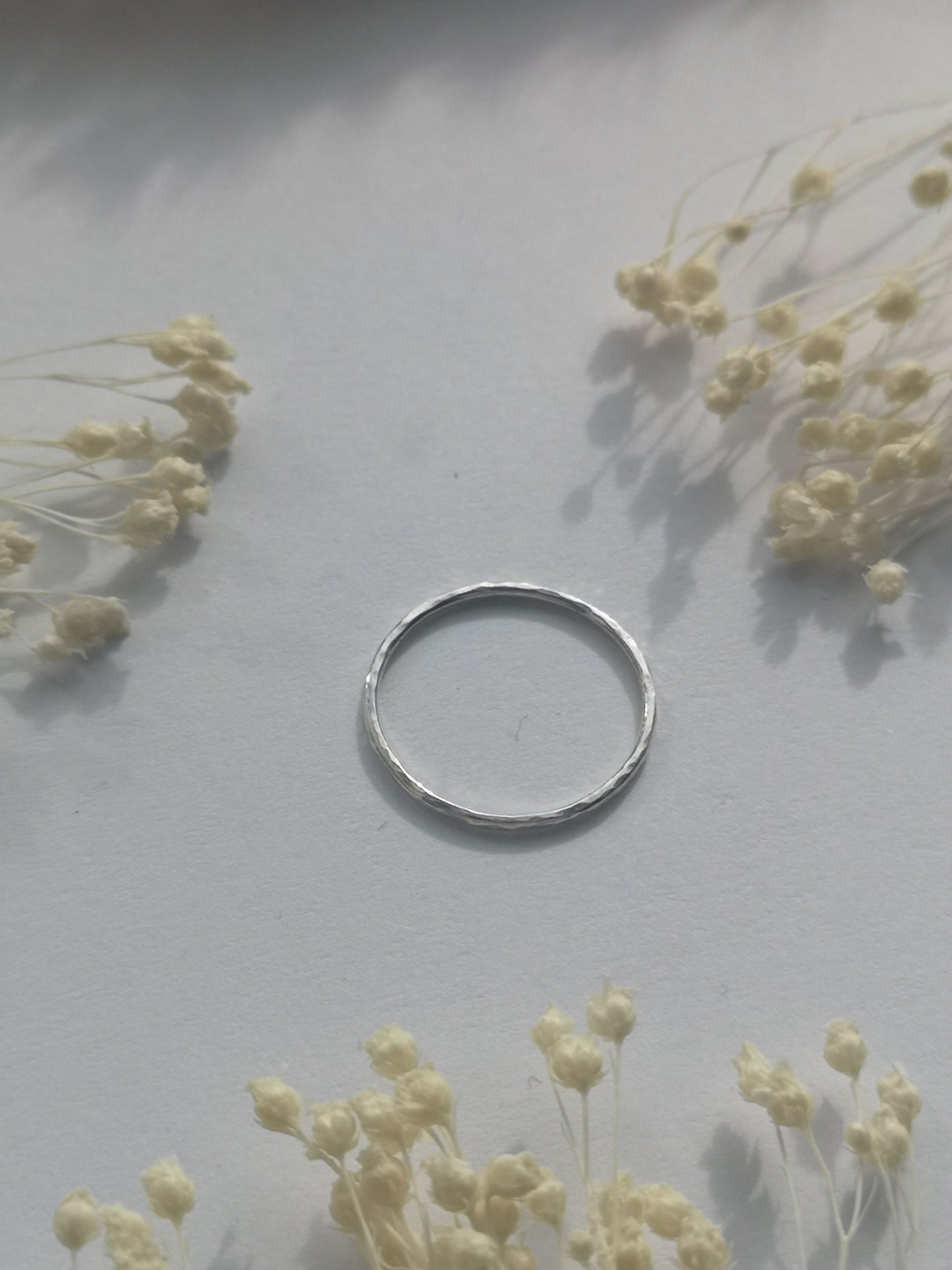 1.5mm Hammered Sterling Silver Stackable Ring