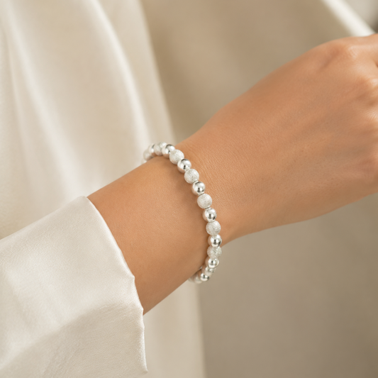 Cascade Bracelet – Silver Beads Waterfall Design