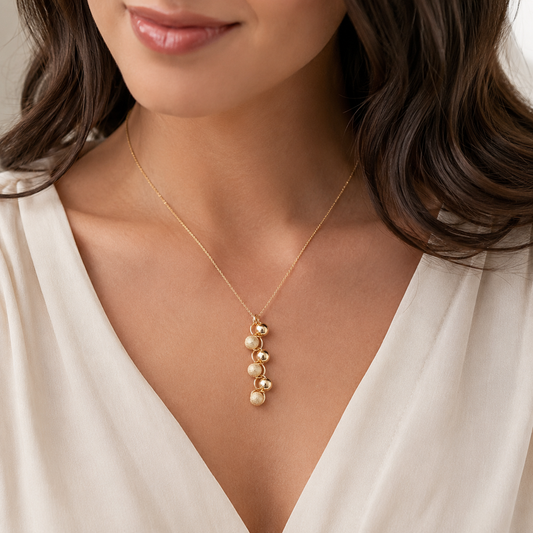 Cascade Necklace – 14ct Gold-filled Beads Waterfall Design