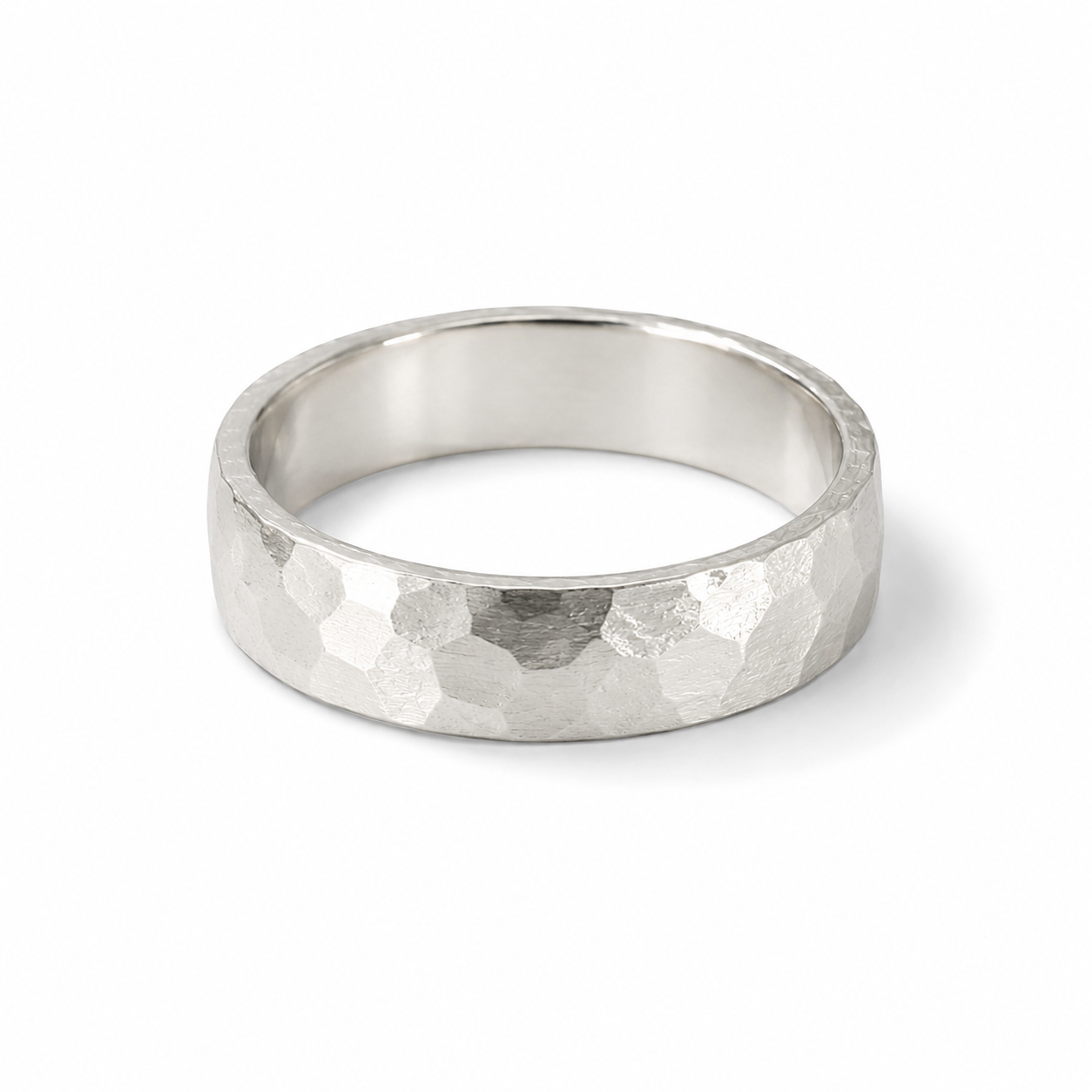 engagement ring sterling silver hammered band ring
