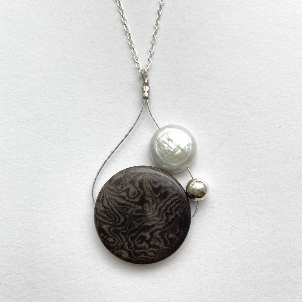 Satellite Coin Pearl & Vegetable Ivory Pendant