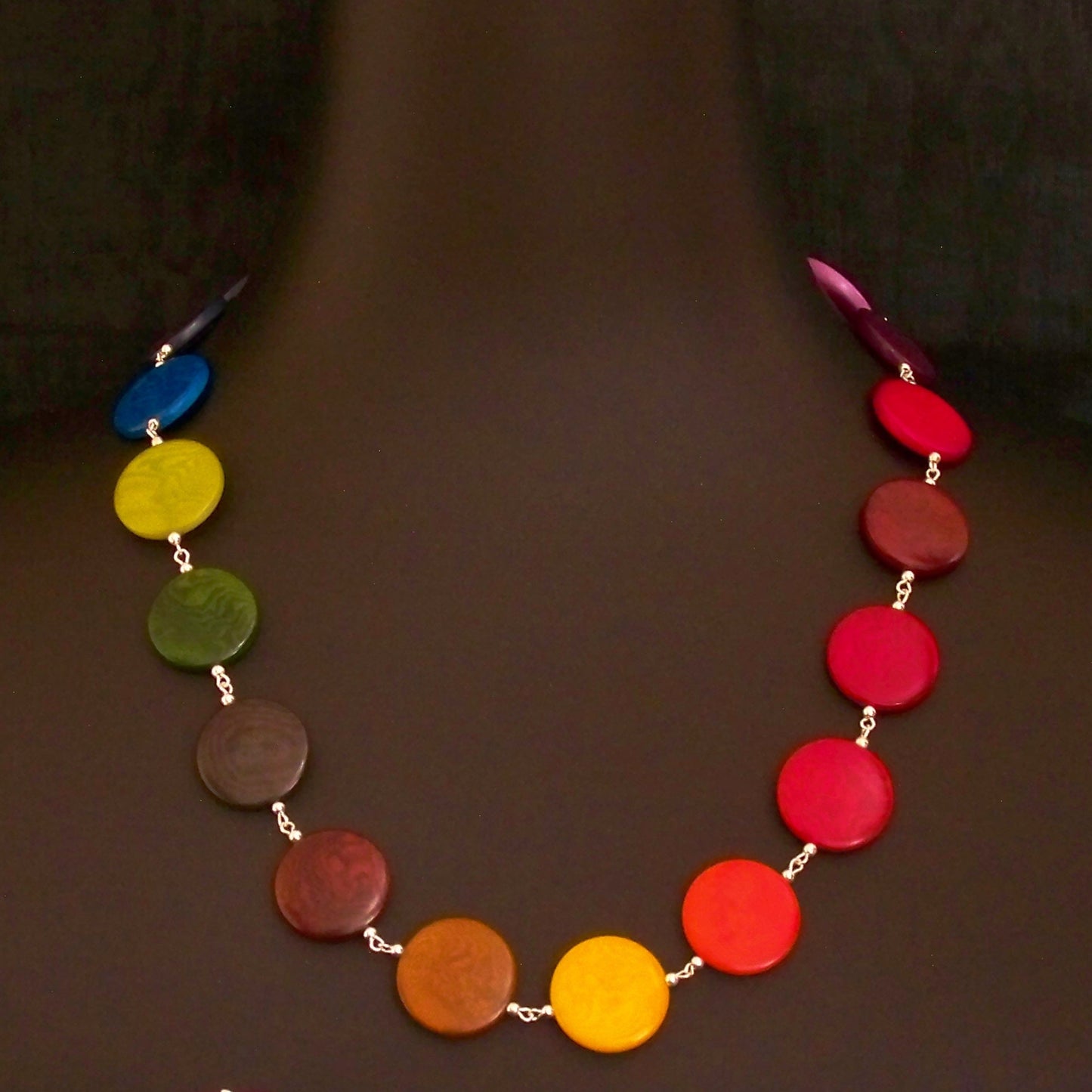 Big Rainbow Necklace in Multicolour Vegetable Ivory