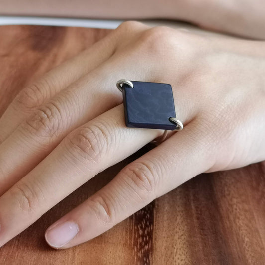Silk Setting Square Ring – Modern Vegetable Ivory Jewellery