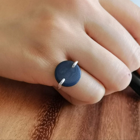 Silk Setting Small Moon Ring – Delicate Vegetable Ivory Ring