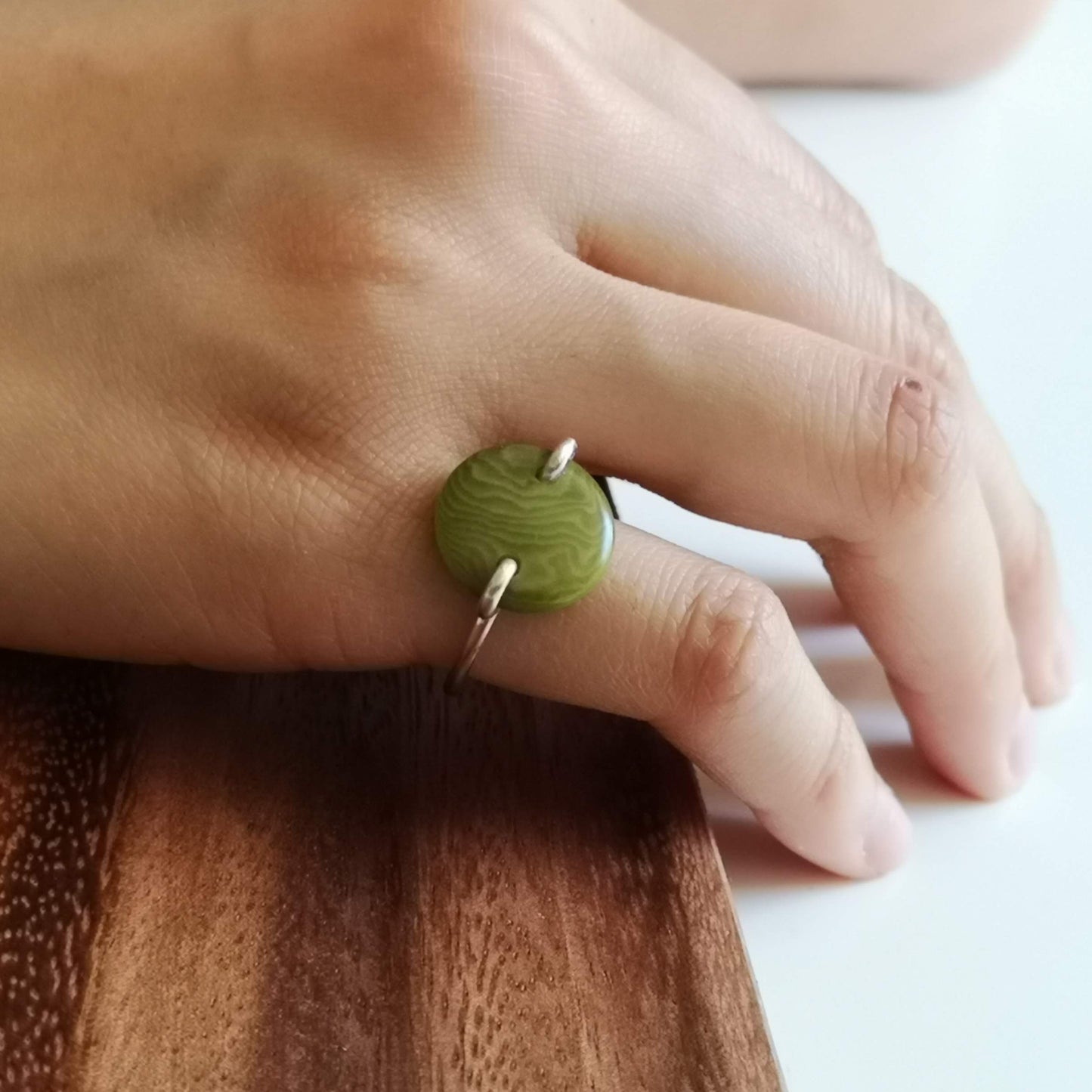 Silk Setting Small Moon Ring – Delicate Vegetable Ivory Ring