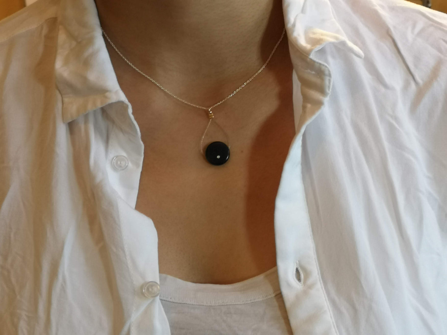 Starry Night Necklace– Vegetable Ivory with a Natural Diamond