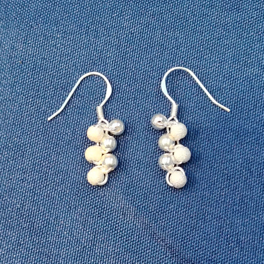 Cascade Earrings – Silver Beads Waterfall Design