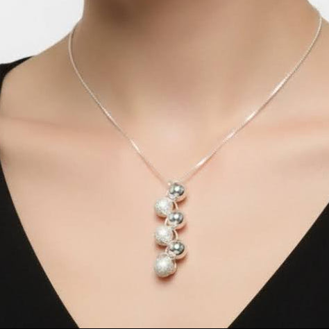 Cascade Necklace – Silver Beads Waterfall Design