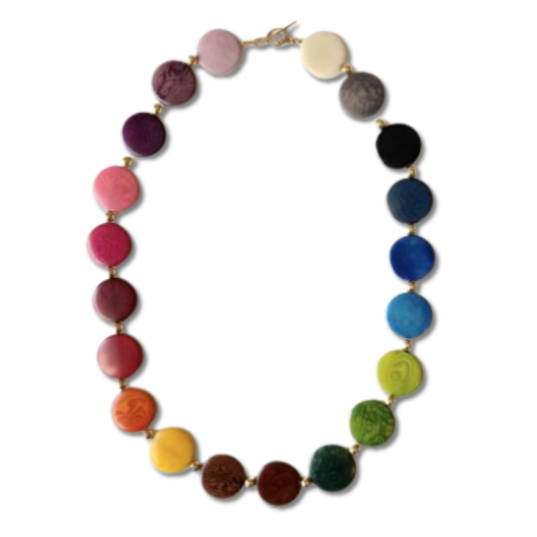 Big Rainbow Necklace in Multicolour Vegetable Ivory