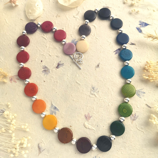 Small Rainbow Necklace – Vegetable Ivory in 23 Colours