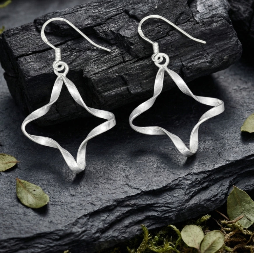 Ribbon Star Earrings – Twisted Sterling Silver