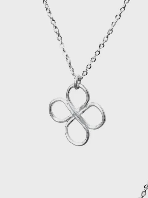 Clover Sterling Silver Necklace – Fortune & Infinity Symbol Pendant