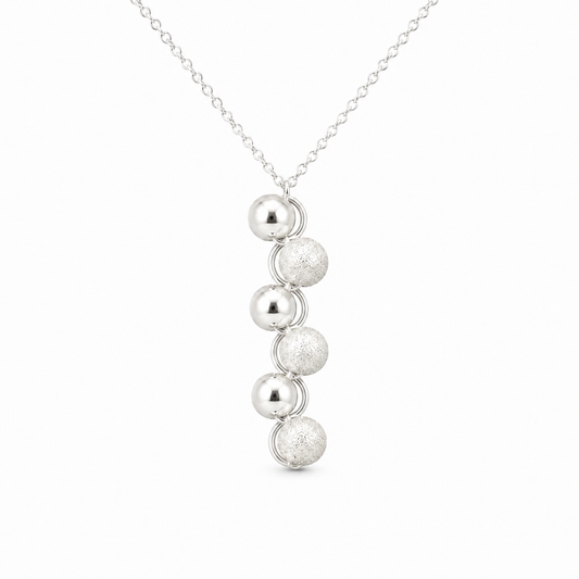 Cascade Necklace – Silver Beads Waterfall Design