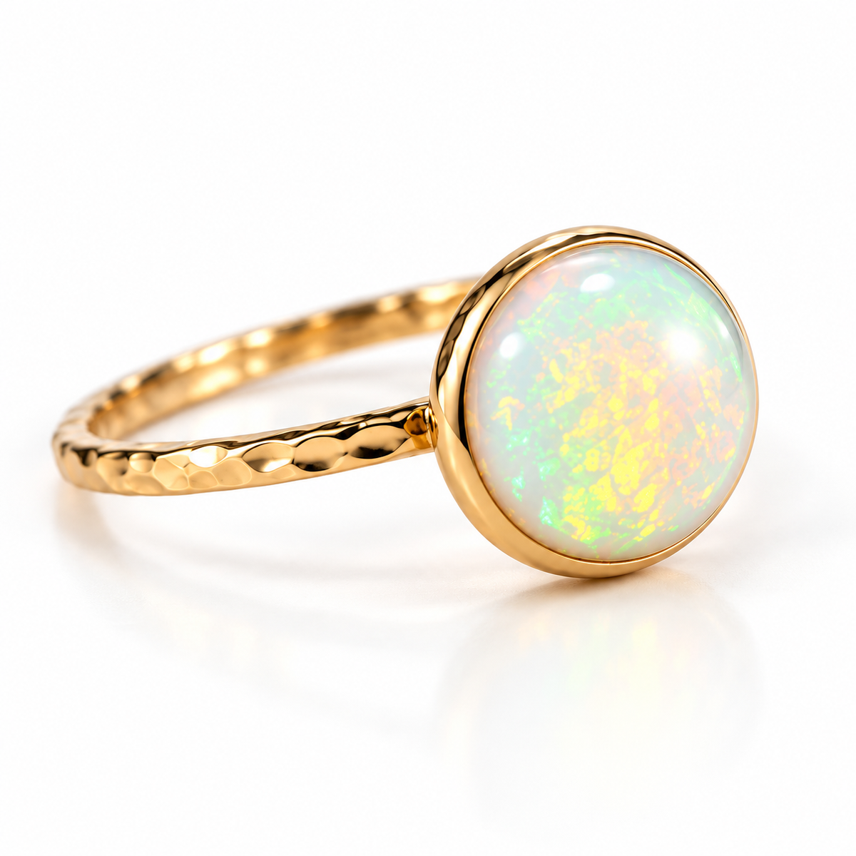 Ethiopian White Opal Cabochon Ring – One-of-a-Kind