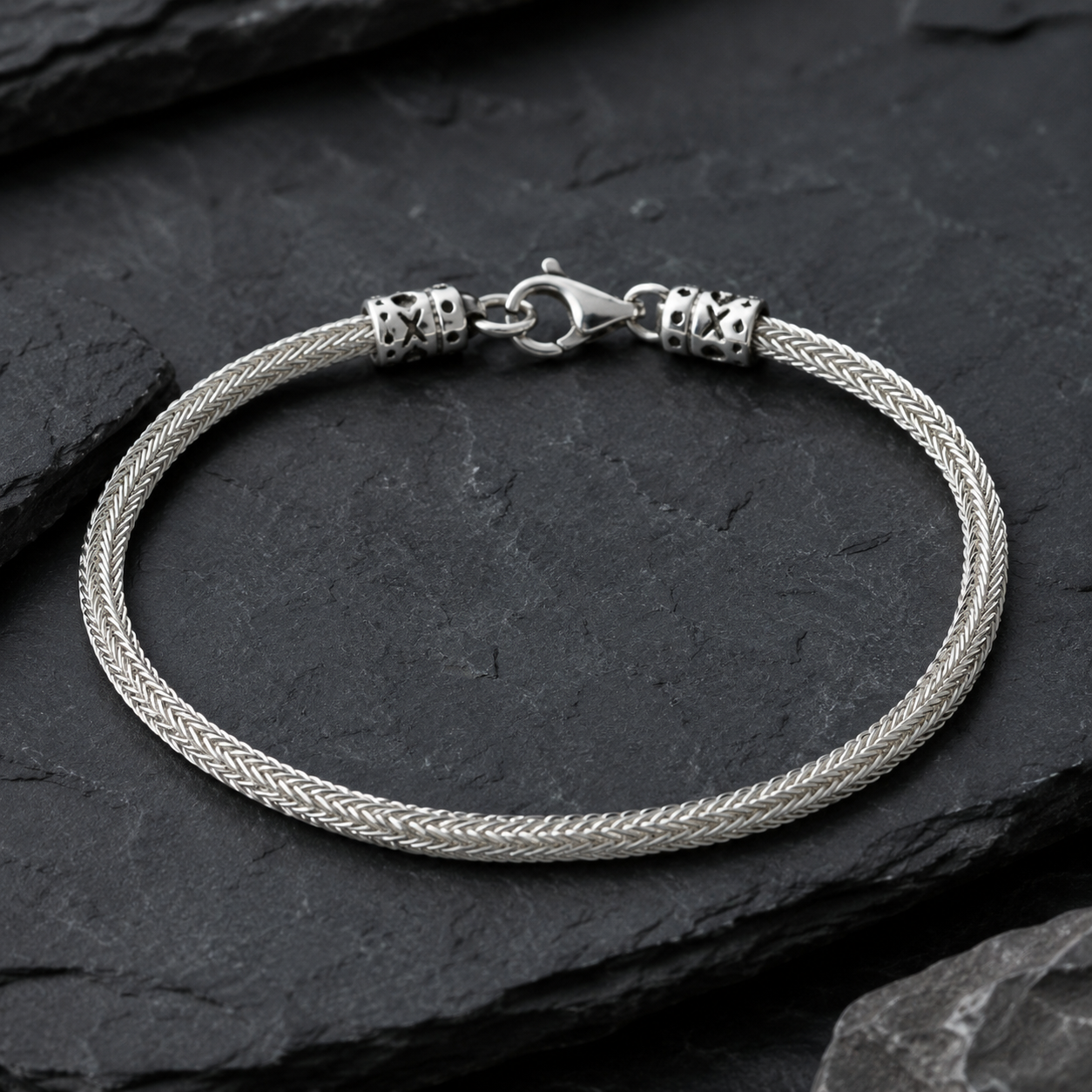 Squared Curb Chain Bracelet in Sterling Silver