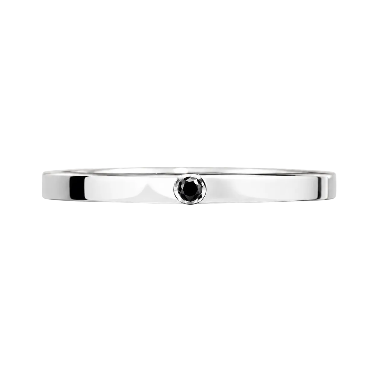 Sterling Silver Ring with 1.5ct Black Diamond – Minimalist Square Band