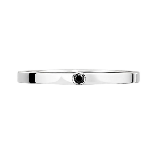 Sterling Silver Ring with 1.5ct Black Diamond – Minimalist Square Band