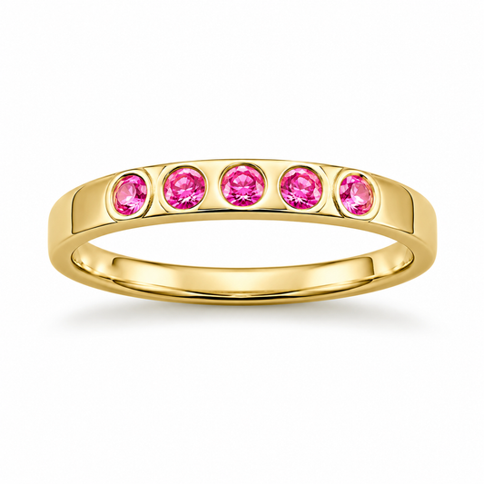 Brilliance Ring with Pink Sapphires in 9ct Yellow Gold