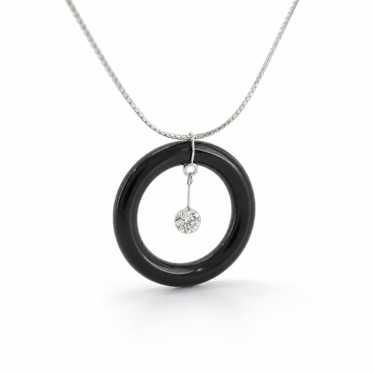 The Core Necklace – White Diamond & Black Vegetable Ivory