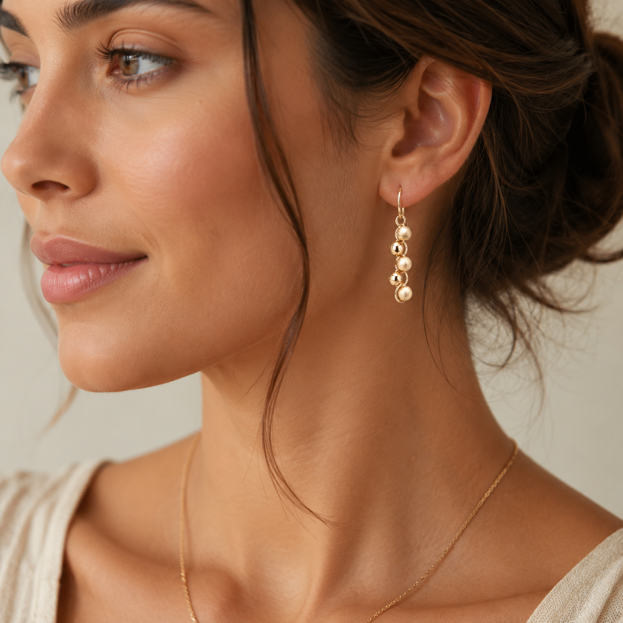 Cascade Earrings – Gold-filled Beads Waterfall Design