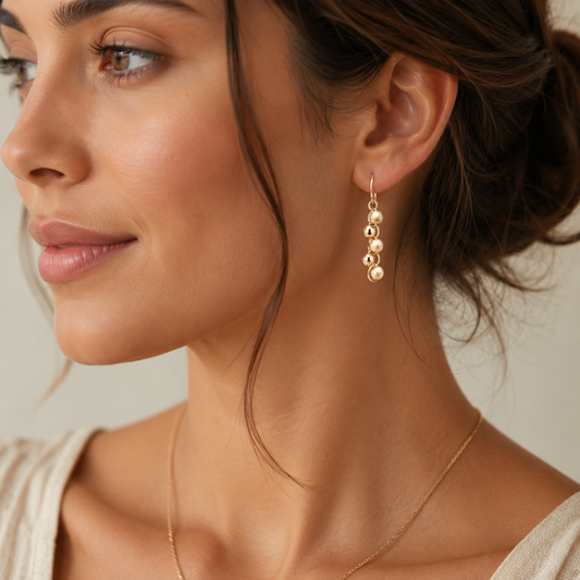 Cascade Earrings – Gold-filled Beads Waterfall Design