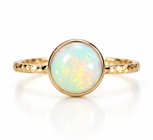 Ethiopian White Opal Cabochon Ring – One-of-a-Kind