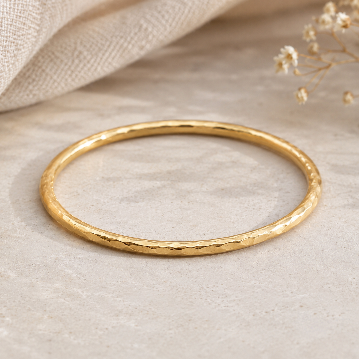 1.5mm Hammered Gold-filled Stackable Ring