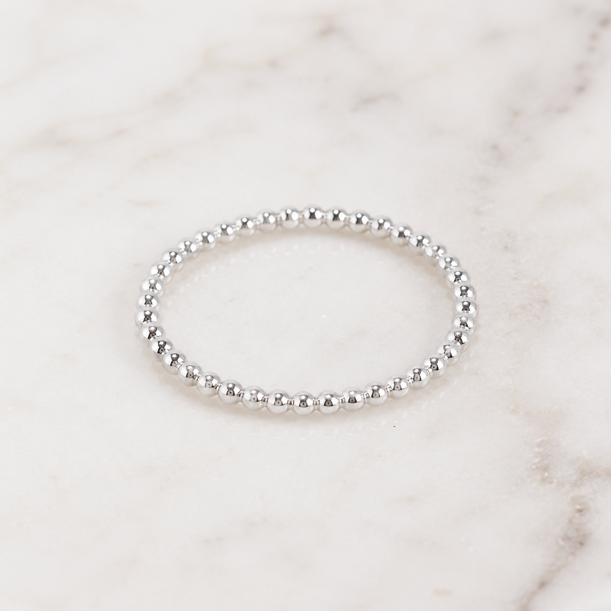 1.5mm Beaded Sterling Silver Stackable Ring