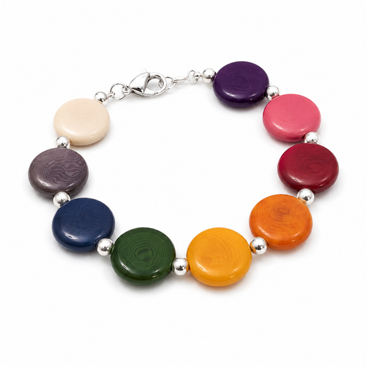 Rainbow Bracelet in Vegetable Ivory and Sterling Silver