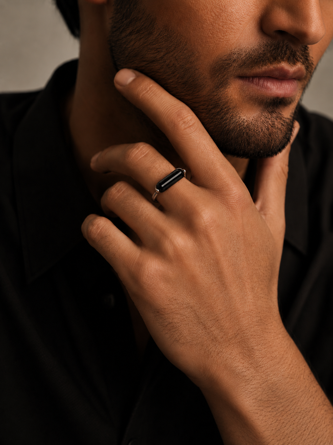 Onyx Swivel Ring in Sterling Silver – Handmade Rotating Ring