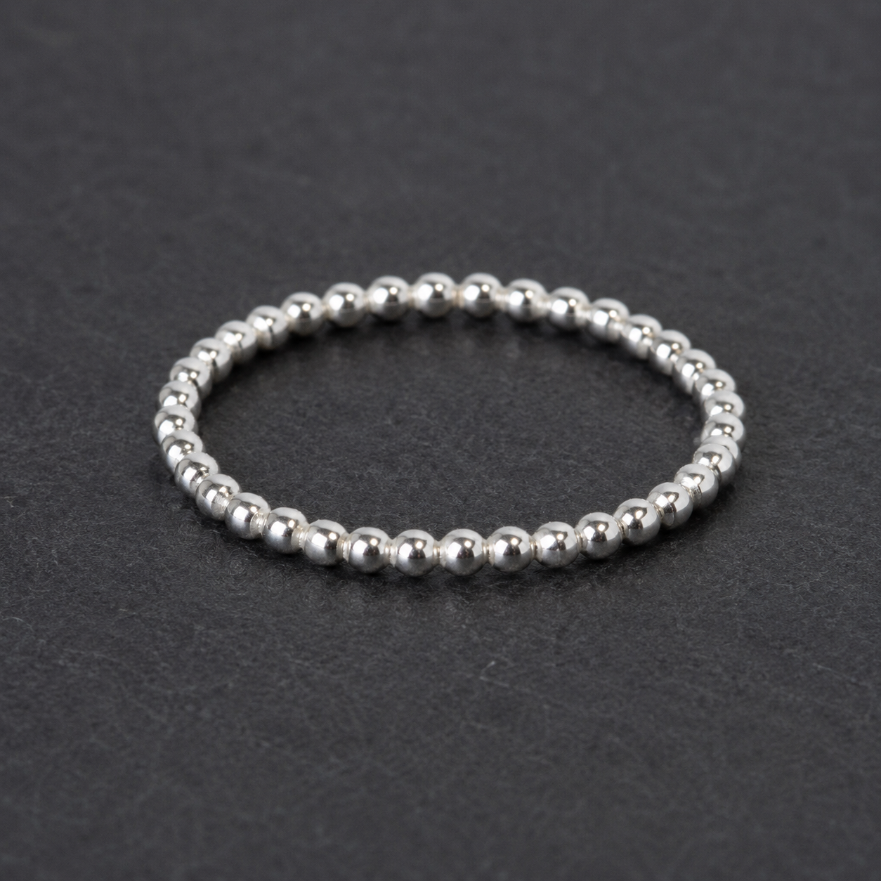 1.5mm Beaded Sterling Silver Stackable Ring