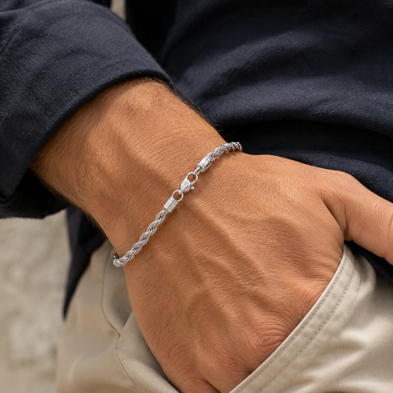 Rope Chain Bracelet in Sterling Silver