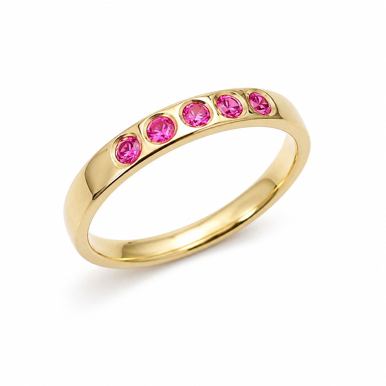 Brilliance Ring with Pink Sapphires in 9ct Yellow Gold
