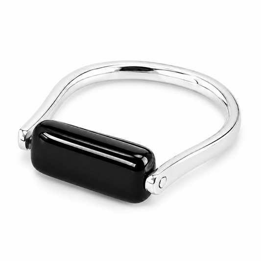 Onyx Swivel Ring in Sterling Silver – Handmade Rotating Ring