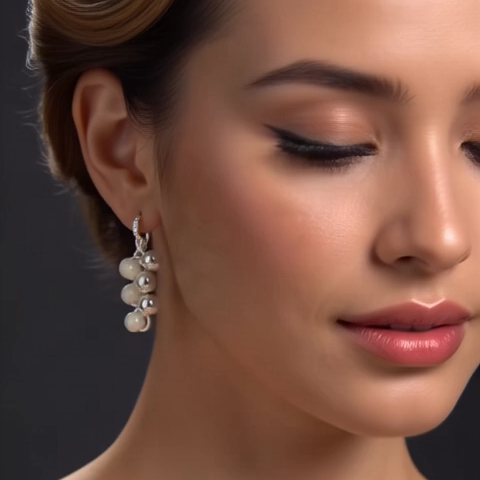 Cascade Earrings – Silver Beads Waterfall Design